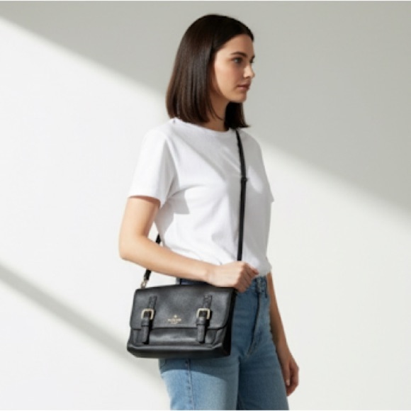 Kate Spade black leather Allen Street Neil crossbody messenger clutch bag - Picture 1 of 7